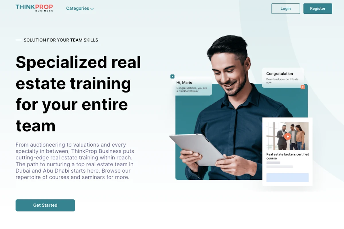 Archived ThinkProp Business website. The cover photograph is an illustrative learning session.