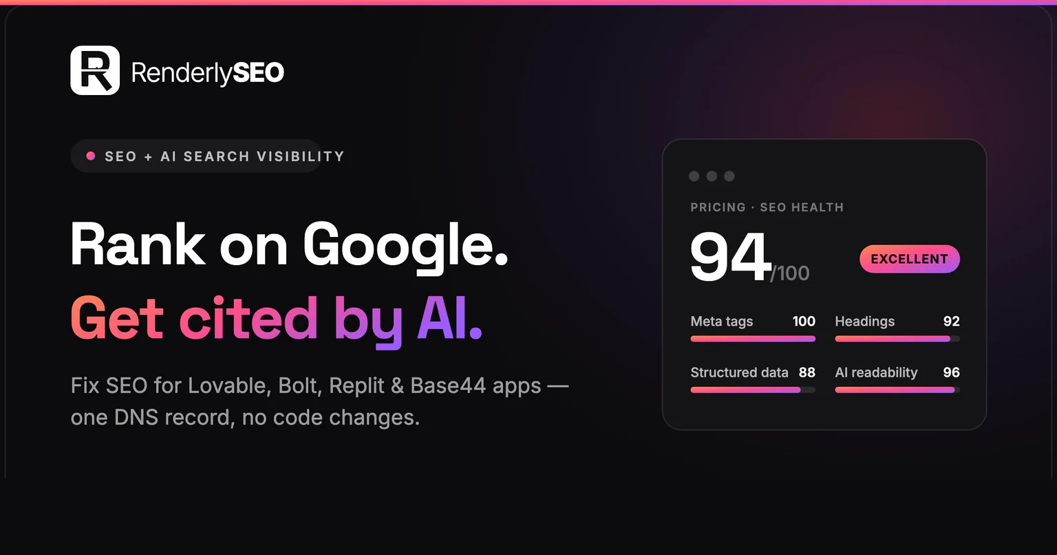 RenderlySEO’s published technical search-visibility product graphic