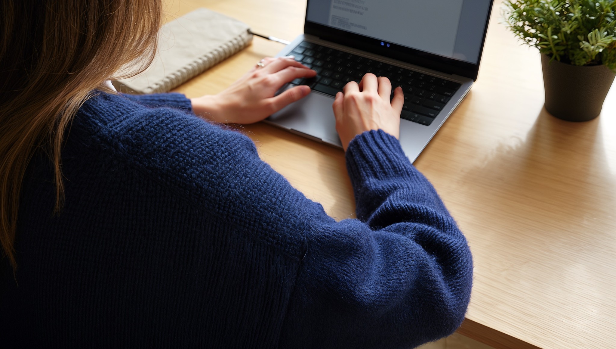 Working on a laptop